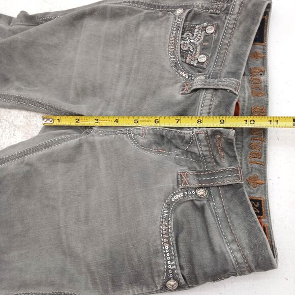 Rock Revival Boris Cropped Jeans Women’s 24 Gray Embellished Pockets Denim - Picture 14 of 14